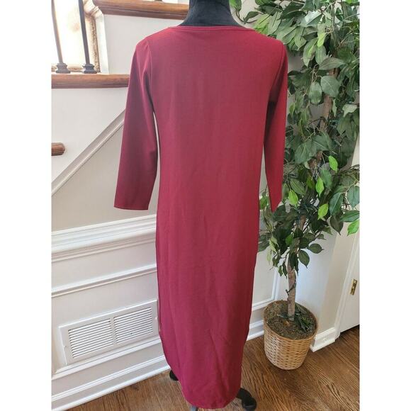 Boohoo Women Burgundy Polyester Round Neck Long Sleeve Long Maxi Dress Size 8 - Picture 7 of 11